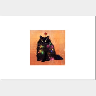 Christmas Tree Cat Posters and Art